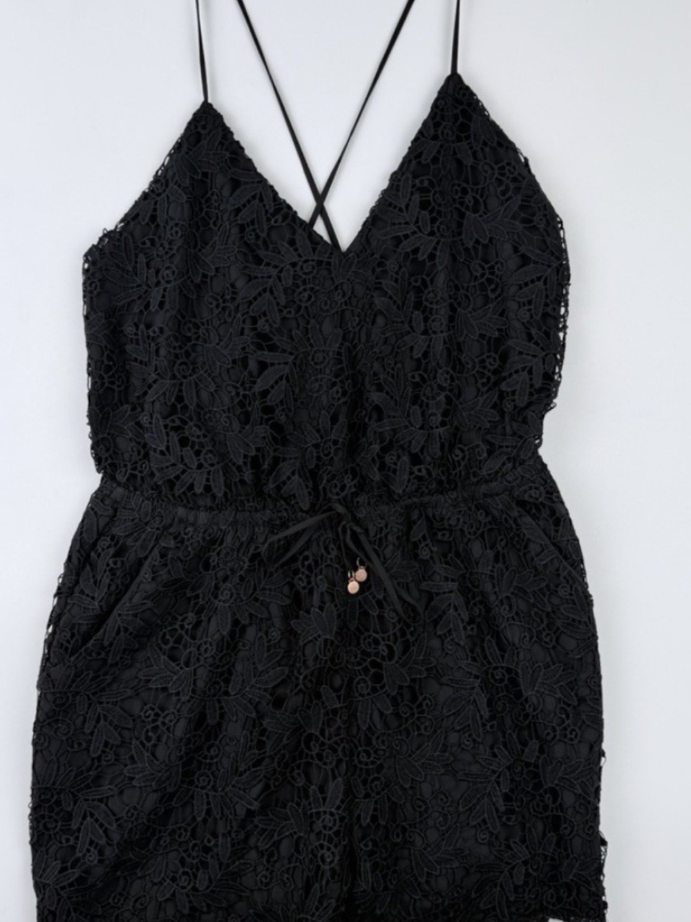 6 Shore Road Black Lace Mini Shorts Romper